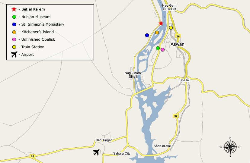 Location of Bet el Kerem Guesthouse in Aswan