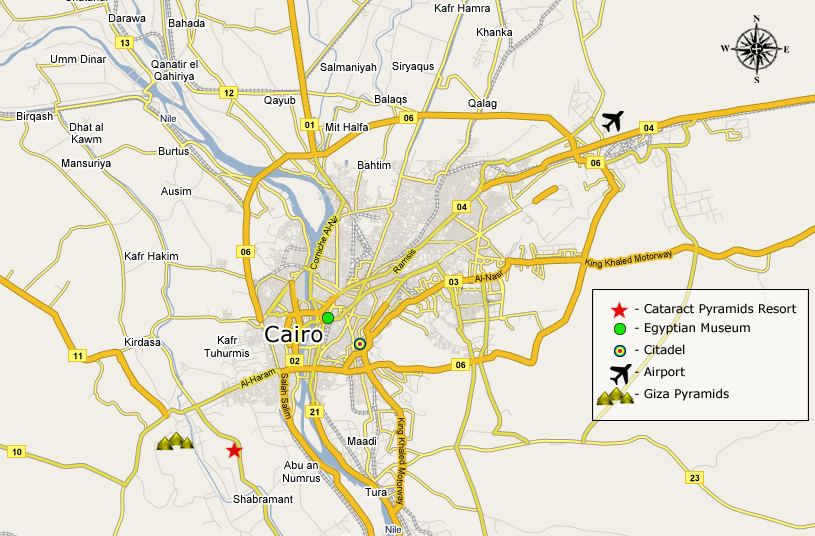 Location of Cataract Pyramids Resort in Cairo