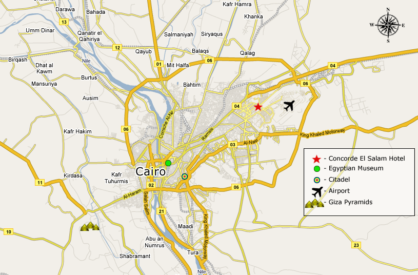 Location of Concorde El Salam Hotel in Cairo