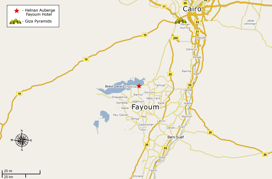 Location of Helnan Auberge Hotel in Fayoum