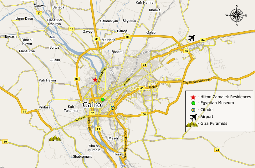 Location of Hilton Cairo Zamalek Residences