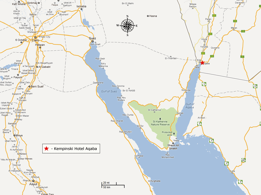 Location of Kempinski Hotel Aqaba