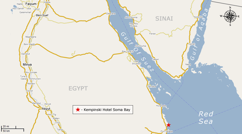 Location of Kempinski Hotel Soma Bay