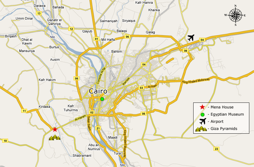 Location of Mena House Hotel in Cairo