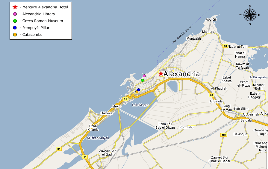 Location of Mercure Alexandria Hotel