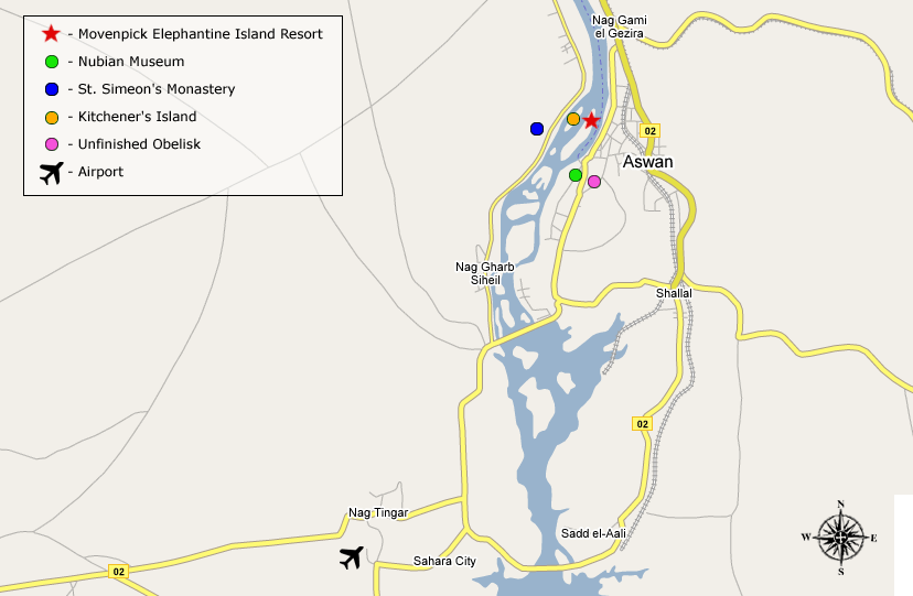 Location of Movenpick Elephantine Island Resort