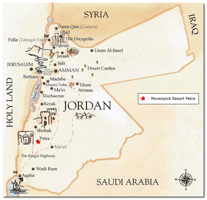 Location of Movenpick Resort in Petra