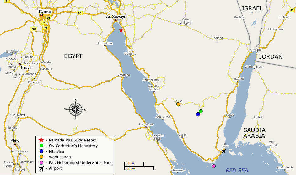 Location of Ramada Ras Sudr Resort