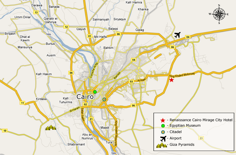 Location of Renaissance Cairo Mirage City Hotel