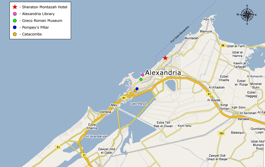 Location of Sheraton Montazah Palace in Alexandria