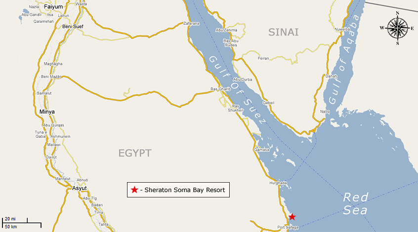 Location of Sheraton Soma Bay Resort