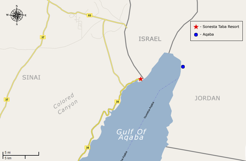 Location of Sonesta Resort in Taba