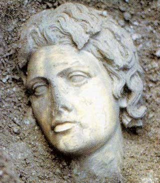 A fine head of a statue of Alexander the Great in the museum