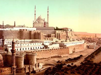 A painting of the Citadel created shortly after the construction of the Muhammed Ali Mosque