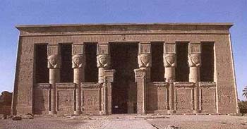 The facade of the main Hathor temple at Dendera